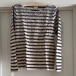 J. Crew Navy and Cream Striped Long Sleeve Tee